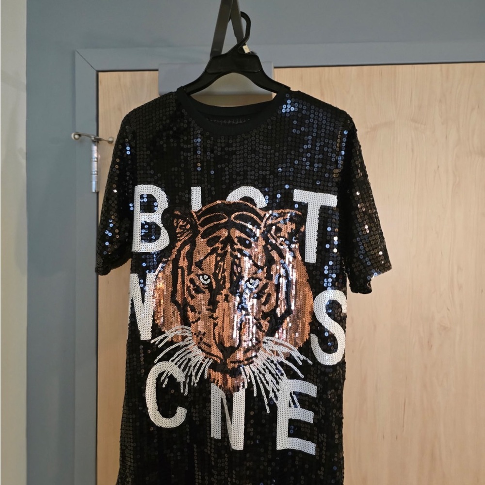 Sequin Tiger Graphic Kids Shirt